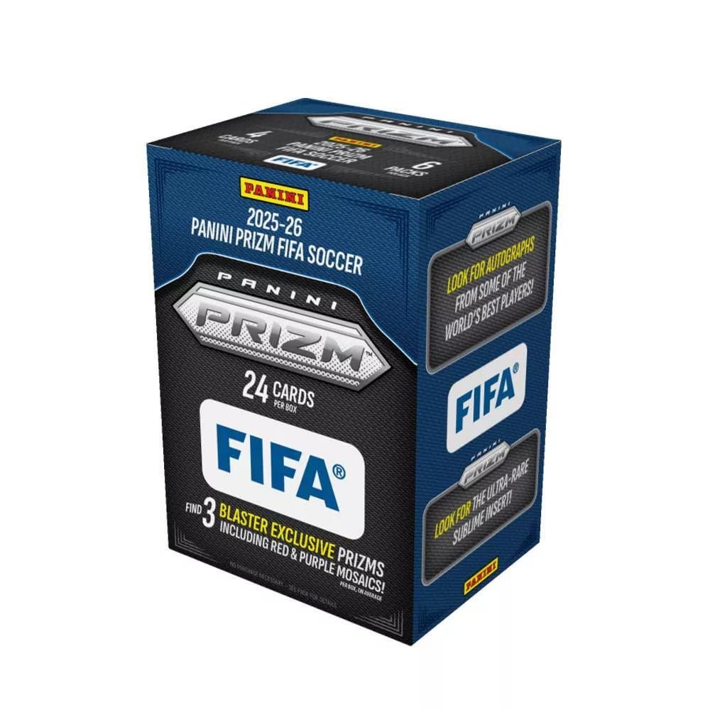 2025-26 Panini Prizm FIFA Soccer Blaster Box, 24 Trading Cards, Blaster Exclusive Prizms, Inserts & Autographs